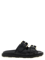 Moschino Black Calfskin Slides