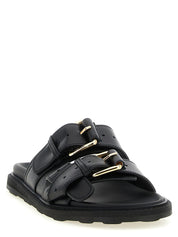 Moschino Black Calfskin Slides