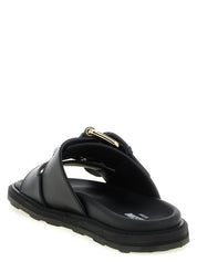 Moschino Black Calfskin Slides