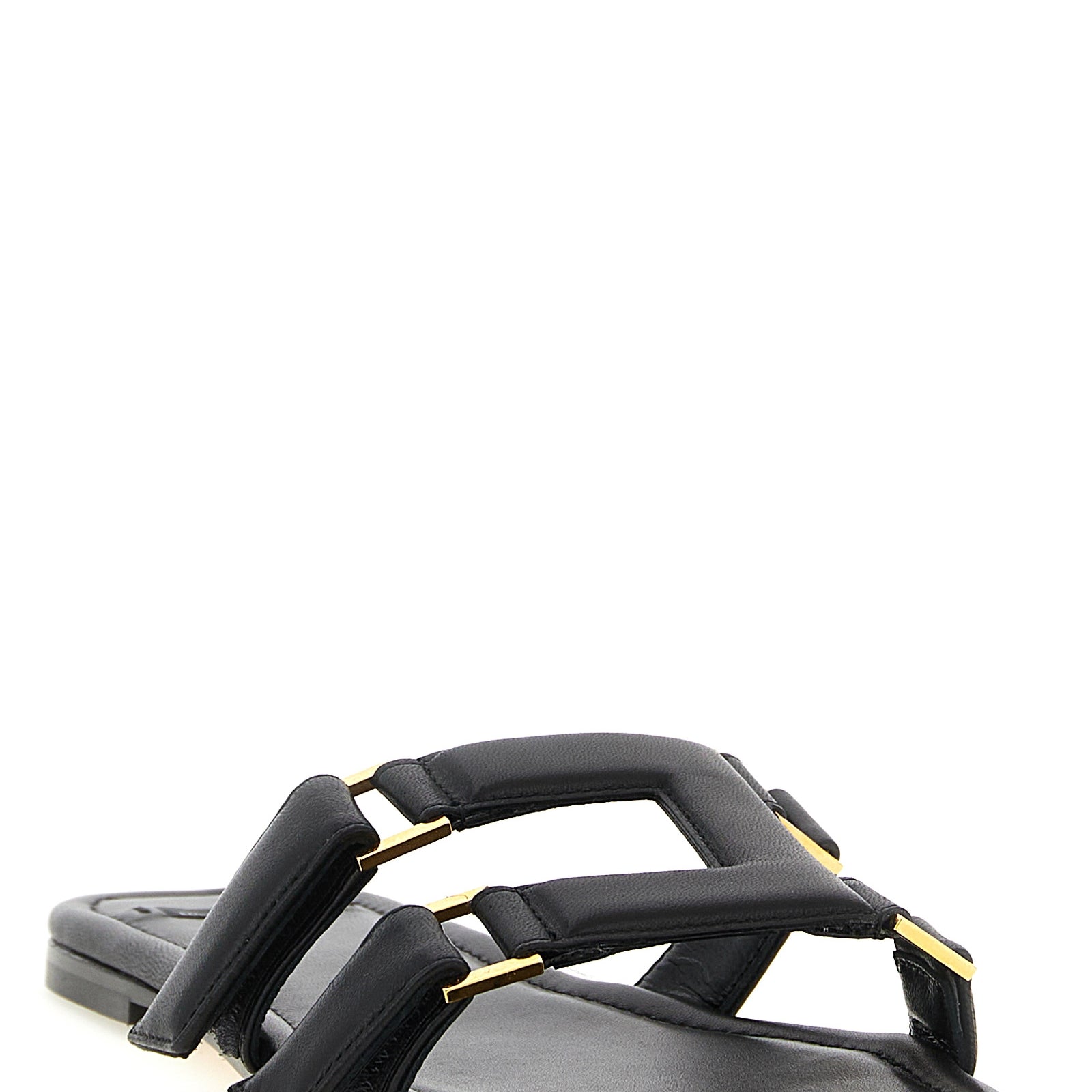 Elisabetta Franchi Black Lambskin Slides Elisabetta Franchi