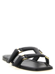 Black Lambskin Slides