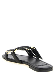 Black Lambskin Slides