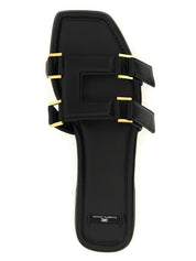 Black Lambskin Slides