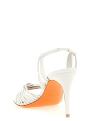 White Lamb Leather Stiletto Heel Sandals