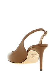Brown Calfskin Mid Heel Pumps