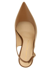 Brown Calfskin Mid Heel Pumps
