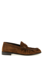 Saint Laurent Brown Calfskin Slip-On Loafers