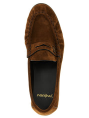 Saint Laurent Brown Calfskin Slip-On Loafers