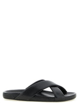 Black Lamb Leather Slides
