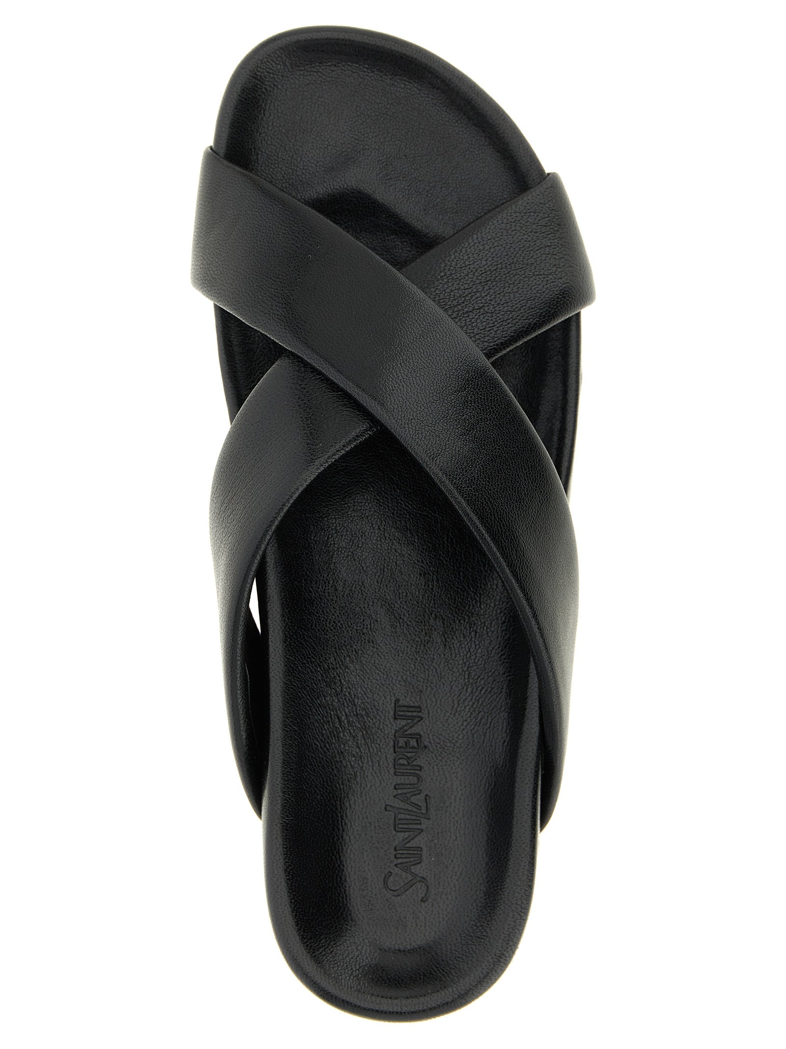 Black Lamb Leather Slides