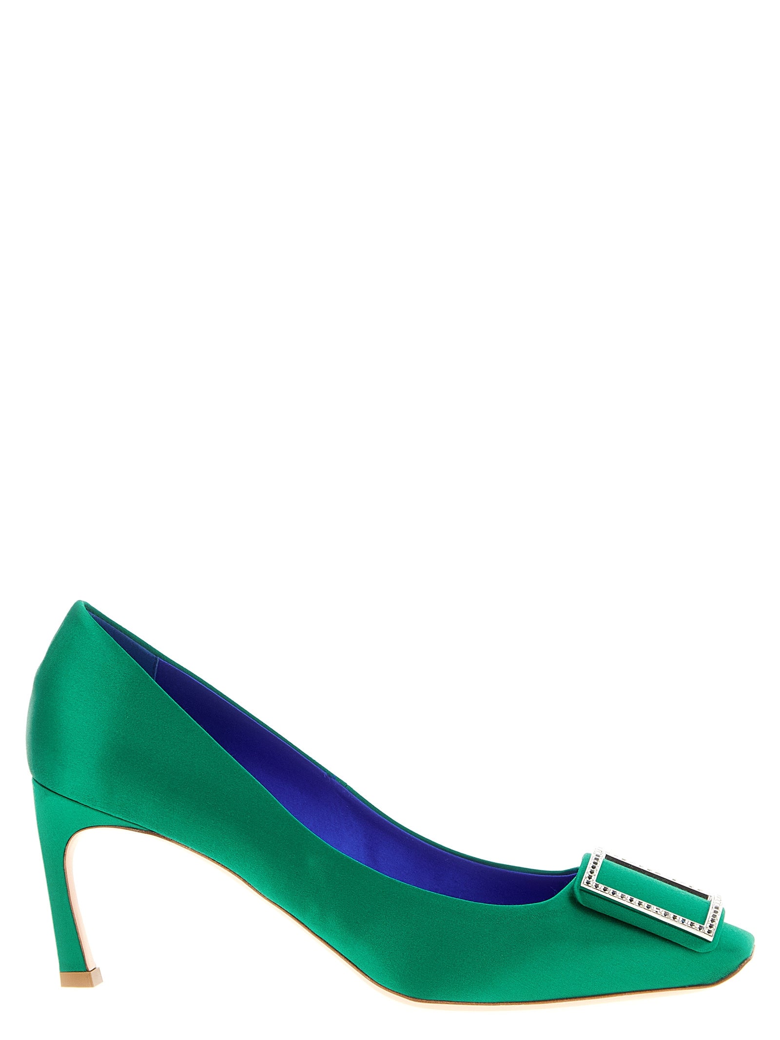 Bicolor Viscose Mid Heel Pumps