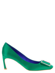 Bicolor Viscose Mid Heel Pumps