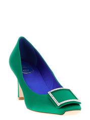 Bicolor Viscose Mid Heel Pumps