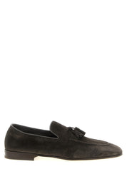 Gray Calfskin Slip-On Loafers