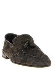 Gray Calfskin Slip-On Loafers