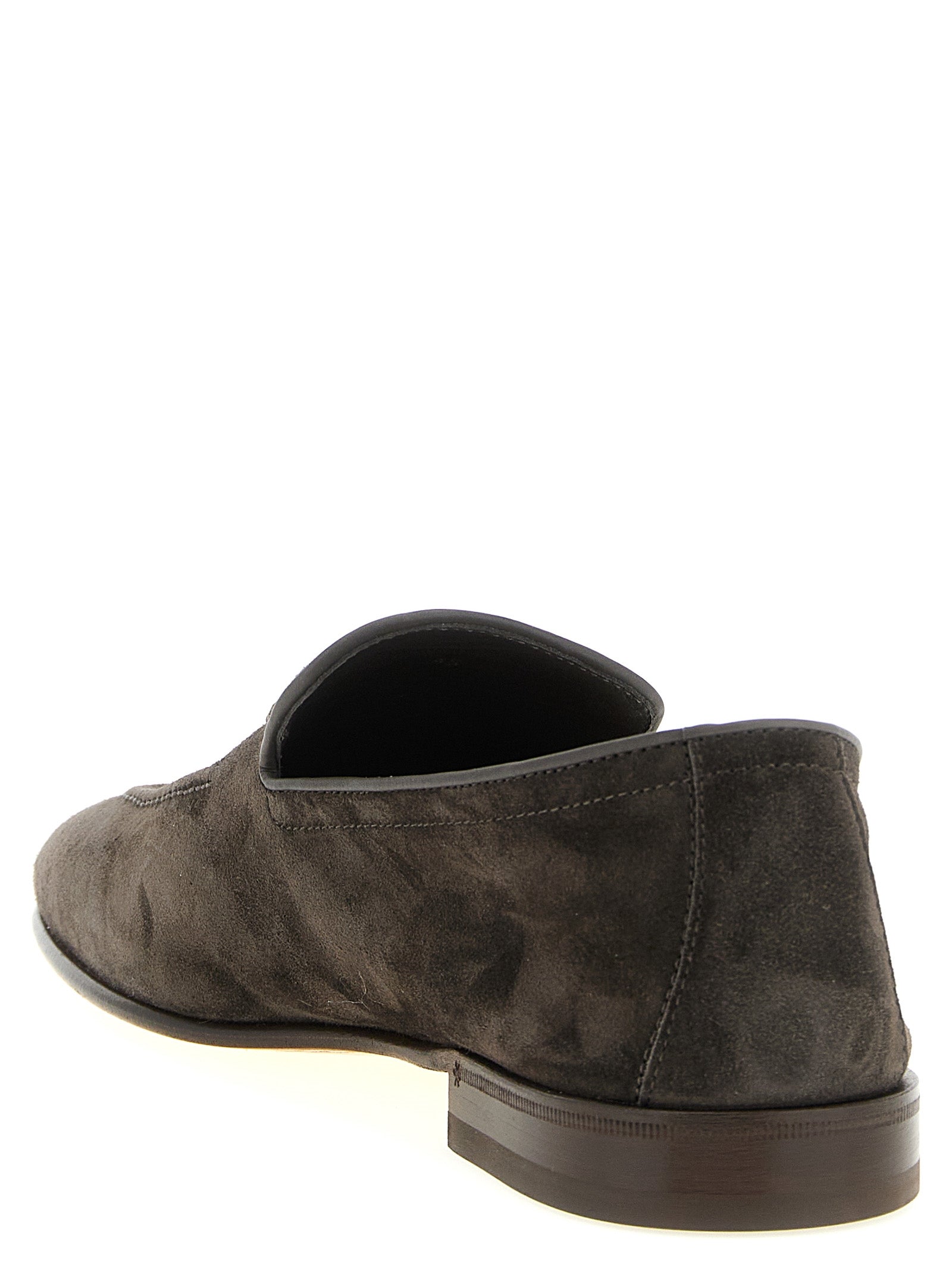 Gray Calfskin Slip-On Loafers