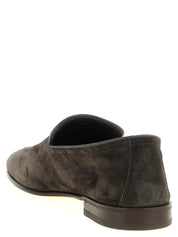 Gray Calfskin Slip-On Loafers