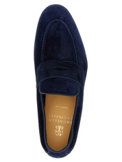 Brunello Cucinelli Blue Calfskin Slip-On Loafers