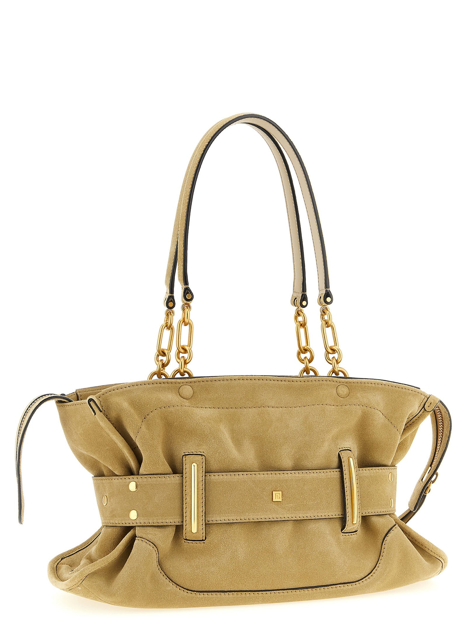 Beige Calfskin Shoulder Bag