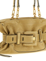 Beige Calfskin Shoulder Bag