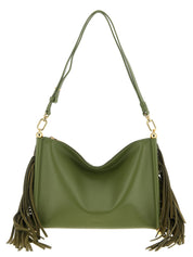 Bicolor Lamb Leather Shoulder Bag
