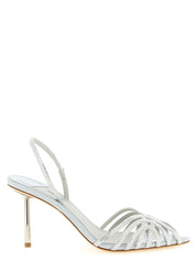 Gray Goatskin Stiletto Heel Sandals