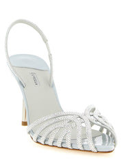 Gray Goatskin Stiletto Heel Sandals