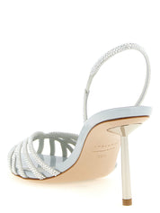 Gray Goatskin Stiletto Heel Sandals