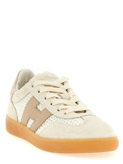 Beige Cotton Low Top Sneakers