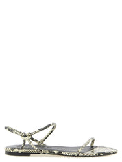 Bicolor Cowhide Flat Sandals