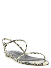 Bicolor Cowhide Flat Sandals