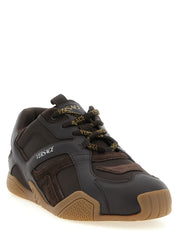 Versace Brown Calfskin Athletic Sneakers