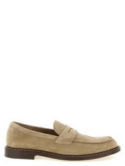 Beige Calfskin Slip-On Loafers