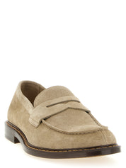 Beige Calfskin Slip-On Loafers