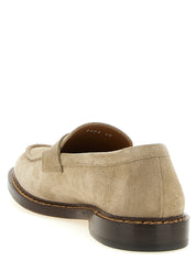 Beige Calfskin Slip-On Loafers