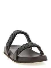 Brown Leather Slides