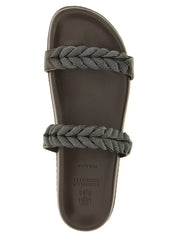 Brown Leather Slides