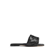 Black Lamb Leather Flat Sandals