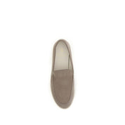 Brunello Cucinelli Gray Calf Leather Bos Taurus Slip-On Loafers