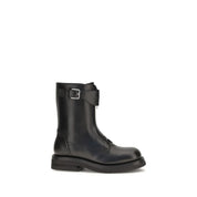 Alexander McQueen Black Calf Leather Bos Taurus Lace-Up Boots
