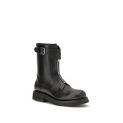 Alexander McQueen Black Calf Leather Bos Taurus Lace-Up Boots