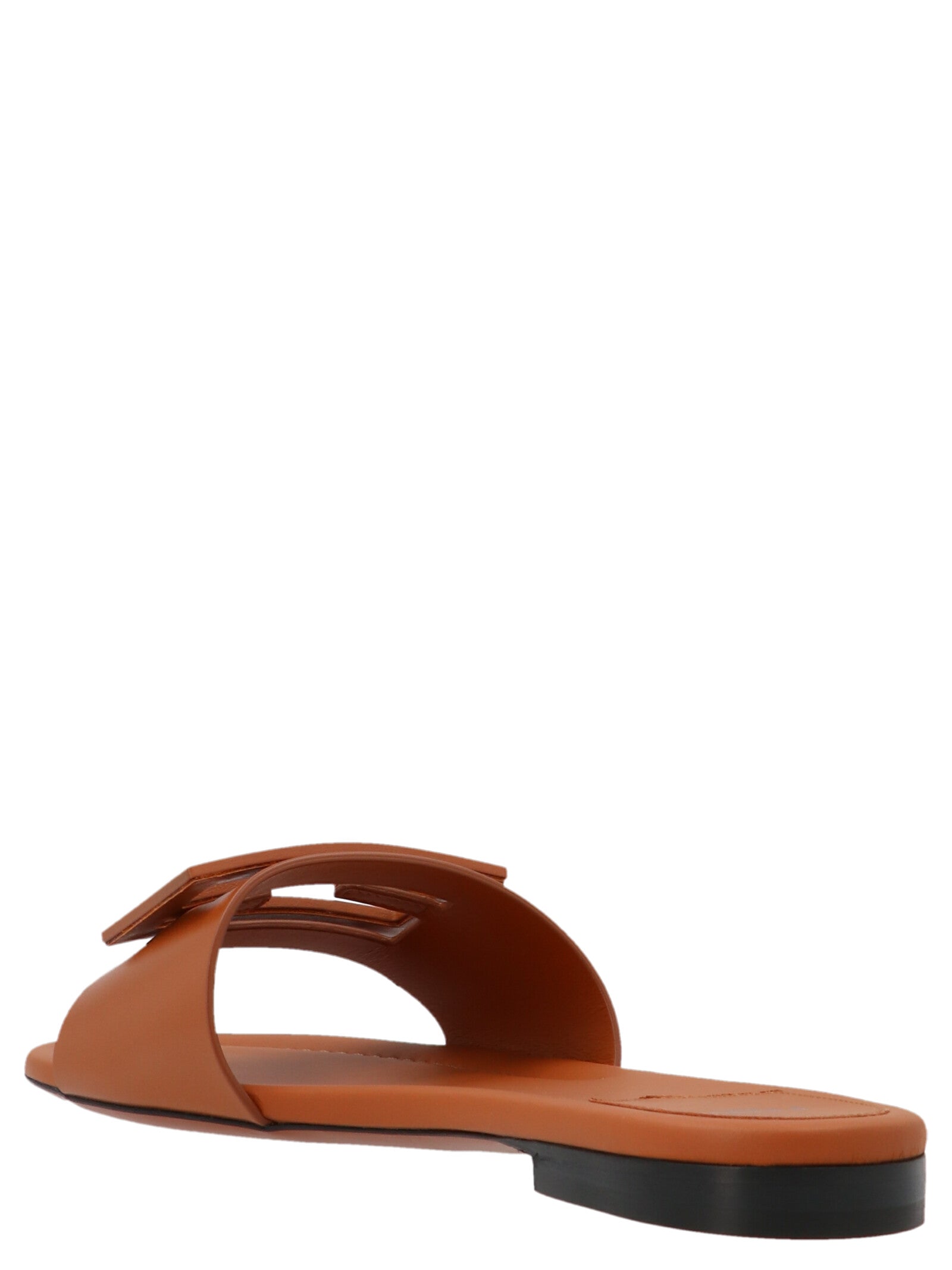 Fendi Brown Lamb Leather Slides