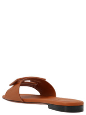 Fendi Brown Lamb Leather Slides