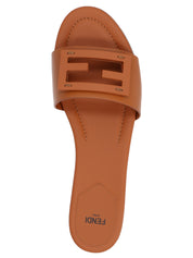 Fendi Brown Lamb Leather Slides