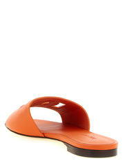 Orange Calfskin Slides