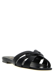 Black Calfskin Slides