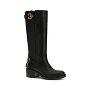 Black Calf Leather Bos Taurus Flat Boots