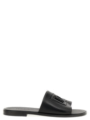 Black Leather Slides