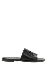 Black Leather Slides