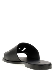Black Leather Slides